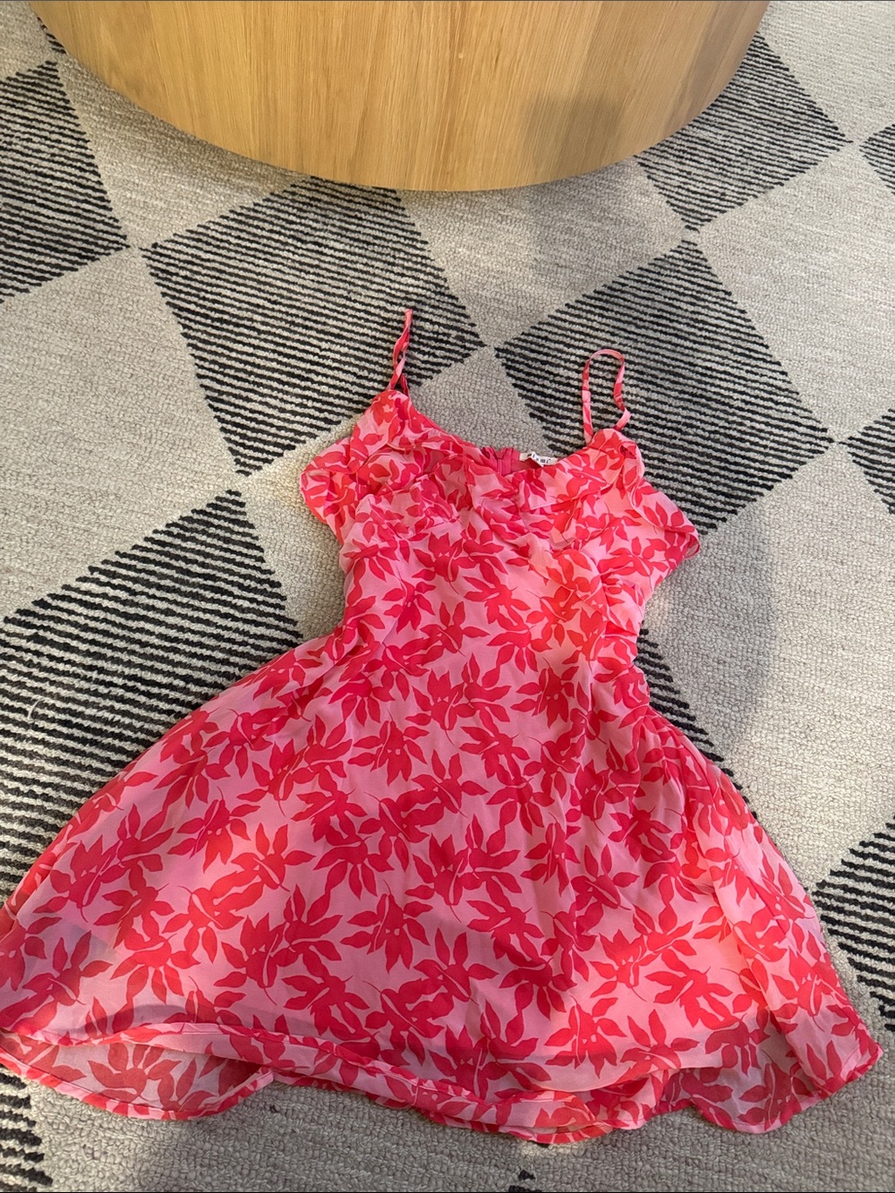 miami Pink and Red Floral Spaghetti-Strap Dress